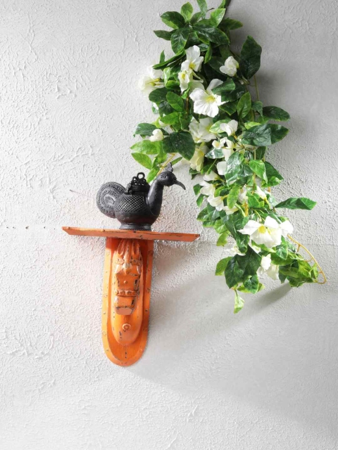 

Amoliconcepts Horse design carved wooden corbel in orange distress Wall Decor