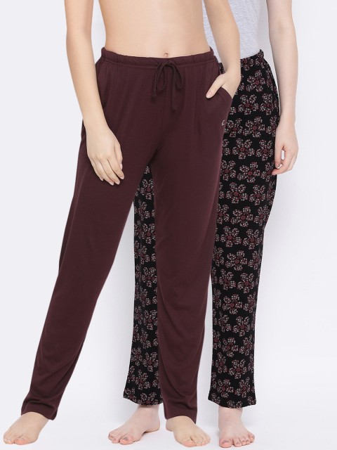 

Kanvin Women Pack Of 2 Printed Cotton Lounge Pants, Brown