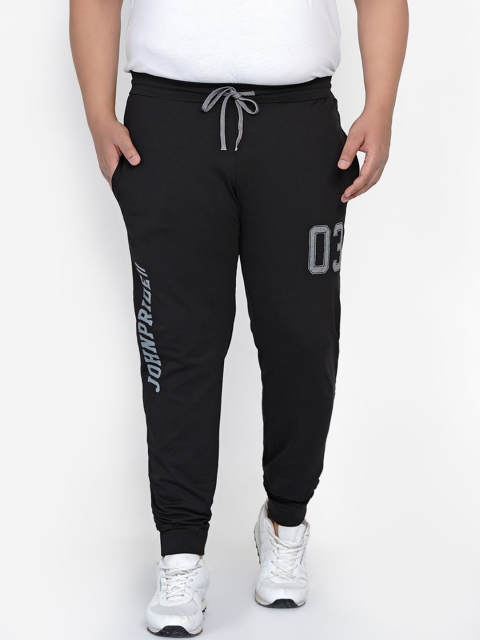 

John Pride Men Black Typography Printed Plus Size Straight-Fit Joggers