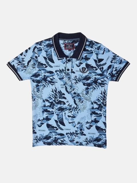 

Monte Carlo Boys Blue Printed Polo Collar Tropical T-shirt