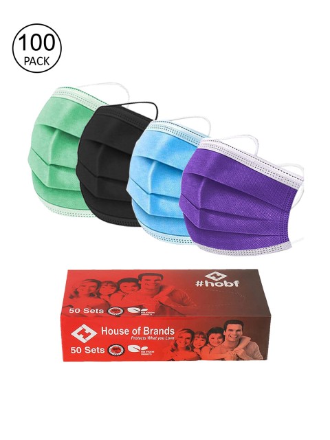 

Swiss Design Pack Of 100 3-Ply Anti-Pollution Disposable Masks, Green