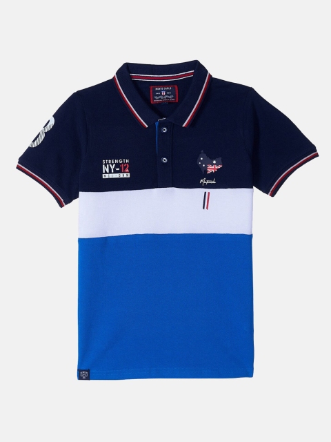 

Monte Carlo Boys Blue Colourblocked Polo Collar T shirt
