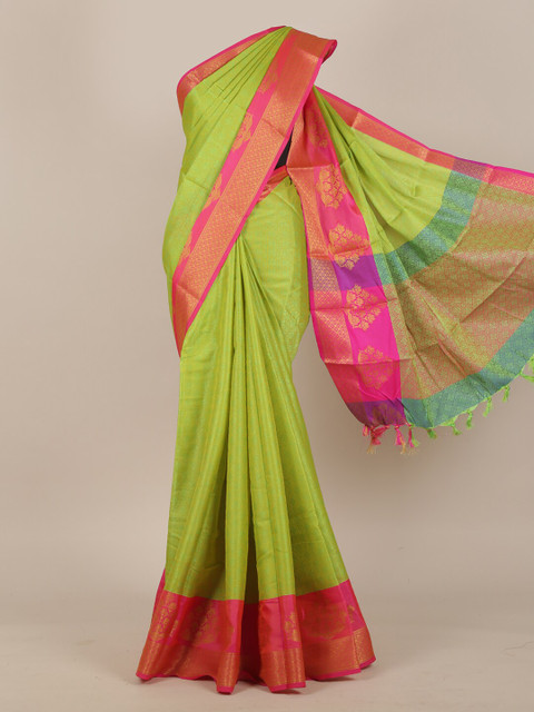 

Pothys Green & Pink Woven Design Zari Cotton Blend Saree