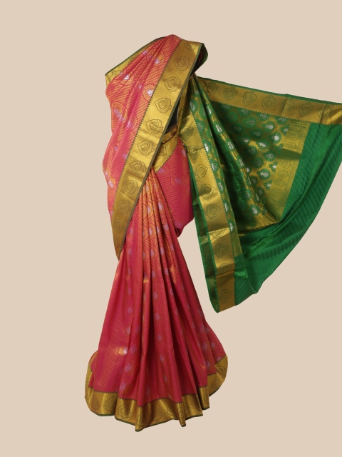 

Pothys Pink & Green Woven Design Pure Silk Saree