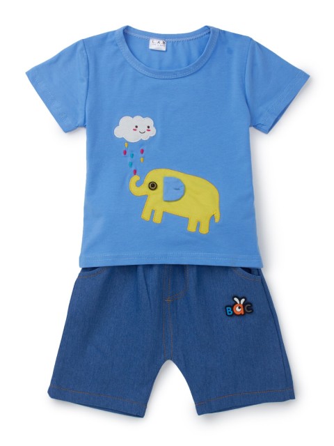 

Like A Boss Boys Blue & Yellow Printed T-shirt with Shorts