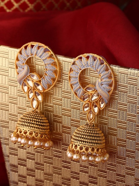 

Shoshaa Gold-Toned Dome Shaped Jhumkas Earrings