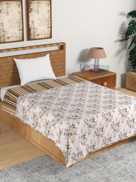 

eCraftIndia Brown & White Floral AC Room 150 GSM Cotton Single Bed Dohar