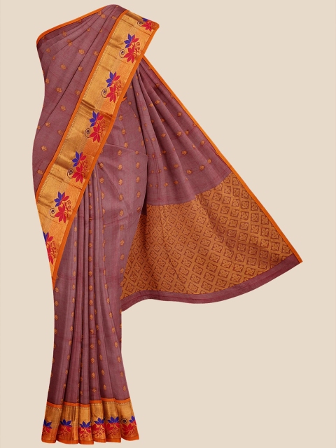 

Kalamandir Purple & Pink Floral Zari Silk Blend Saree