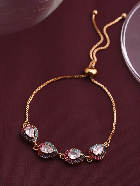 

Shoshaa Women Gold-Toned & Pink Brass Handcrafted Gold-Plated Wraparound Bracelet