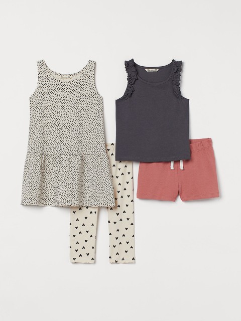 

H&M Girls 4-Piece Cotton Set, Grey
