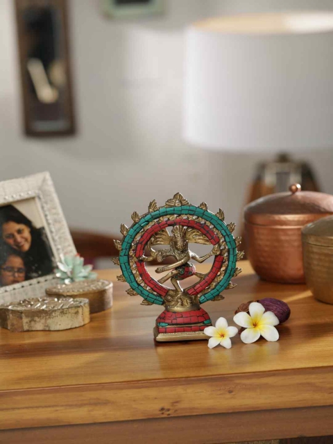 

Amoliconcepts Red & Green Natraj With Stone Detailing Showpiece