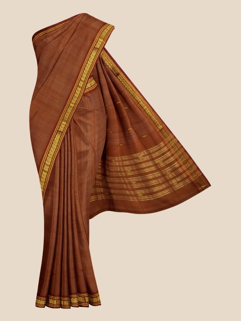 KLM Fashion Mall Brown & Gold-Toned Pure Cotton Venkatgiri Saree