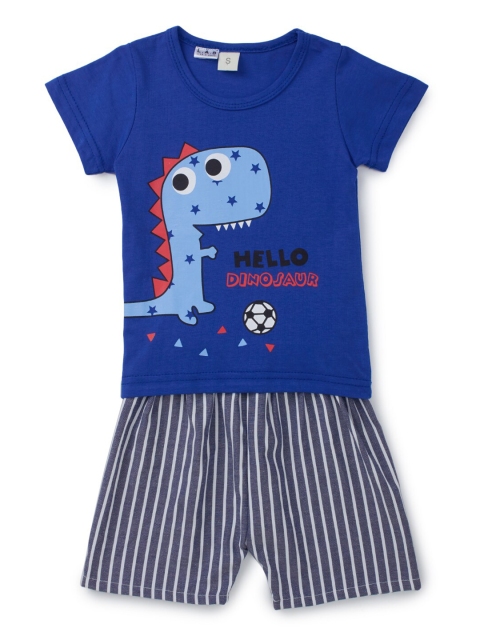 

Like A Boss Boys Blue & White Printed T-shirt with Shorts