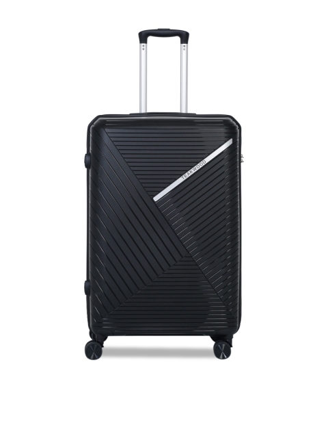 

Teakwood Leathers Black Textured Hard-Sided Large Trolley Suitcase