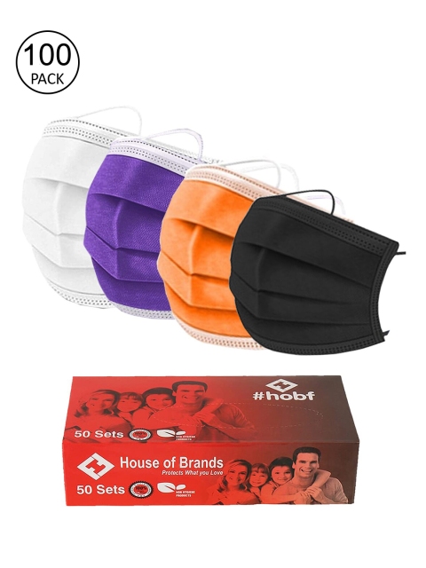 

Swiss Design Pack Of 100 3-Ply Anti-Pollution Disposable Masks, Orange