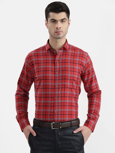 V2 Value & Variety Men Red Slim Fit Checked Formal Shirt