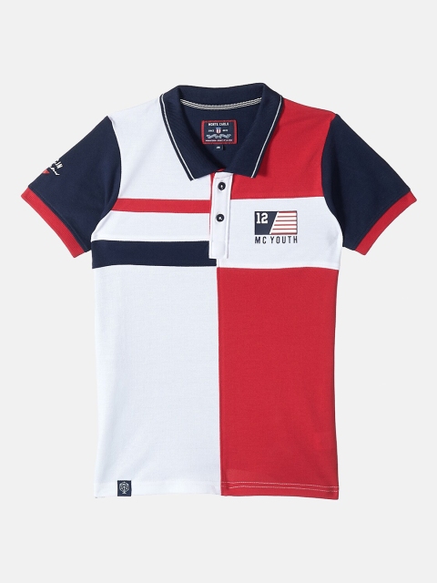 

Monte Carlo Boys Red & White Colourblocked Polo Collar Cotton T-shirt
