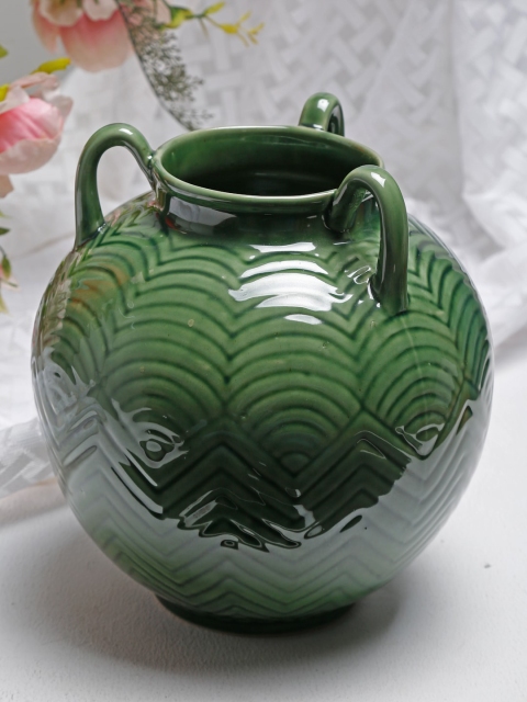 

Fabindia Green Embossed Ceramic Vase