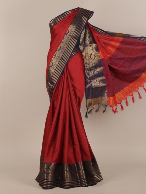 

Pothys Maroon & Navy Blue Ethnic Motifs Saree
