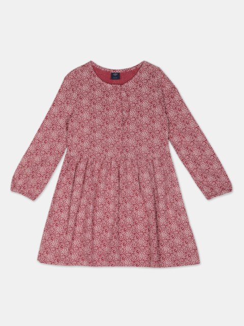 

GAP Girls Burgundy & Mauve Floral Print Cotton Fit & Flare Dress