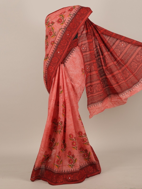 

Pothys Red & Green Floral Pure Cotton Saree