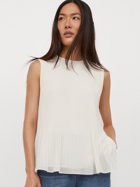 

H&M Womens White Pleated top