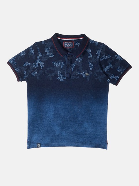 

Monte Carlo Boys Blue Printed Polo Collar Tropical T-shirt