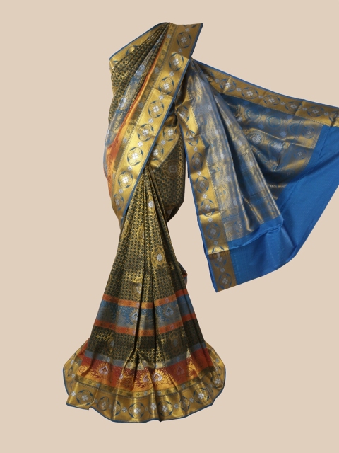 

Pothys Green & Gold Woven Design Zari Pure Silk Saree