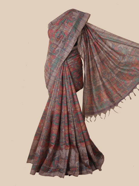 

Pothys Lavender & Pink Ethnic Motifs Jute Silk Saree