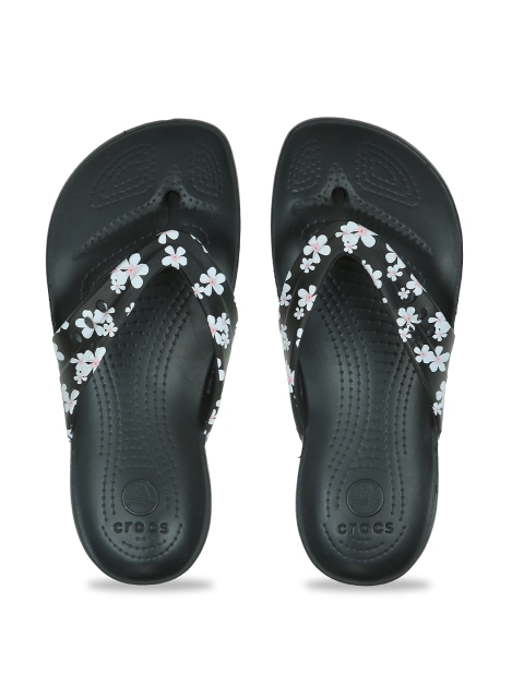 

Crocs Women Black & White Printed Croslite Thong Flip-Flops