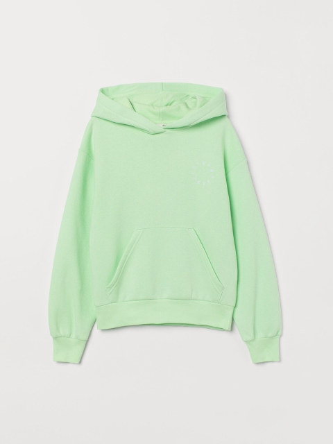 

H&M Girls Green Solid Hooded Top