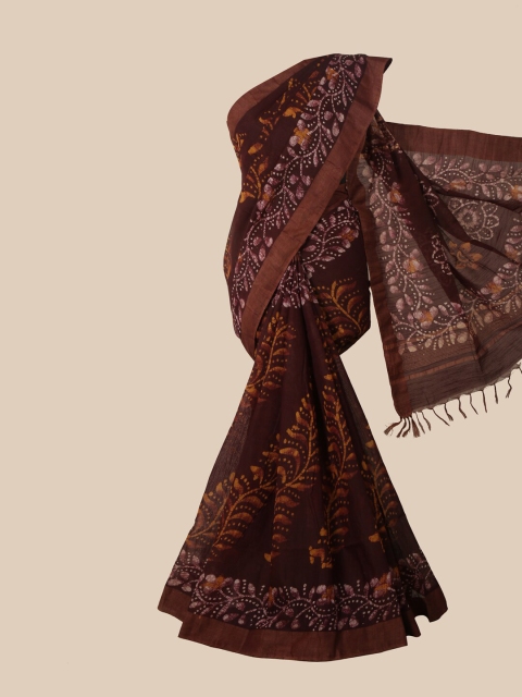

Pothys Brown Batik Jute Cotton Saree