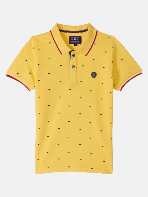 

Monte Carlo Boys Yellow Printed Polo Collar T-shirt
