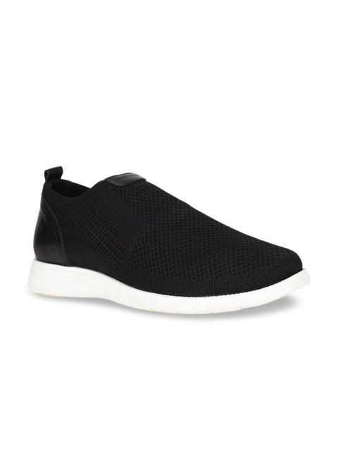 

Hush Puppies Men Black Woven Design Slip-On Sneakers