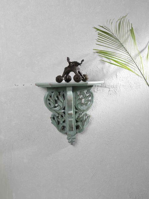 

Amoliconcepts Off-White & Sea Green Carved Wooden Distress Finish Corbel