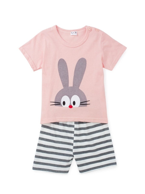 

Like A Boss Girls Pink & Grey Printed T-shirt with Shorts