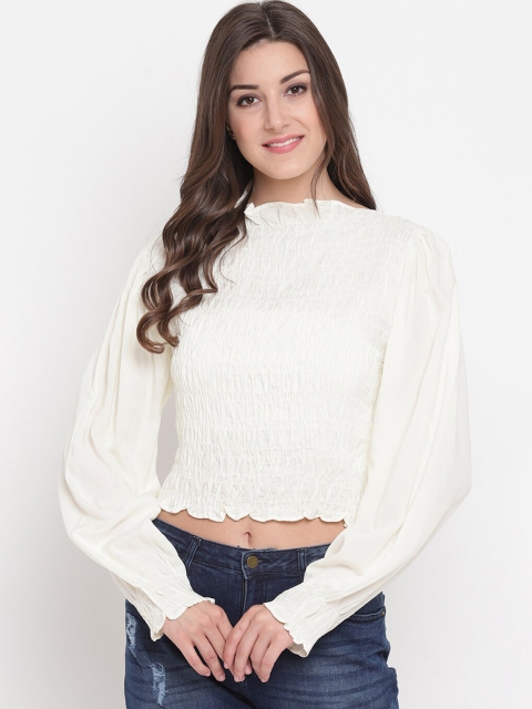 

Aawari White Fitted Crop Top