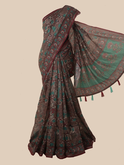 

Pothys Brown & Green Floral Saree