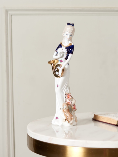 

THEDECORKART White & Blue Victorian Lady Fine Porcelain Figurine Showpiece