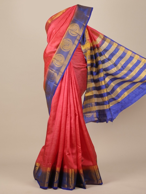 

Pothys Pink Woven Design Zari Jute Silk Saree