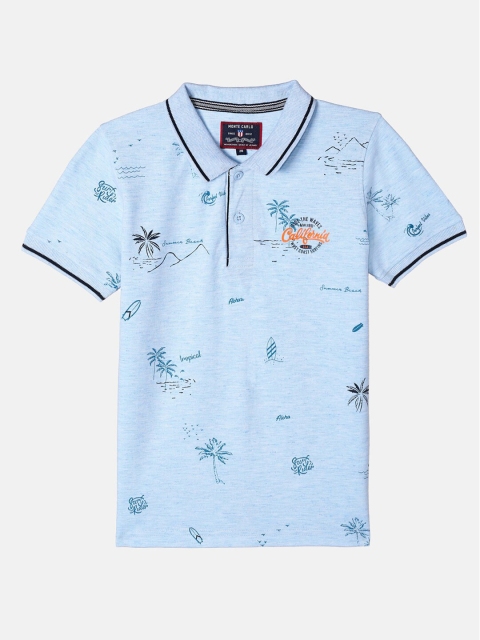 

Monte Carlo Boys Blue Conversational Printed Polo Collar T-shirt, Turquoise blue