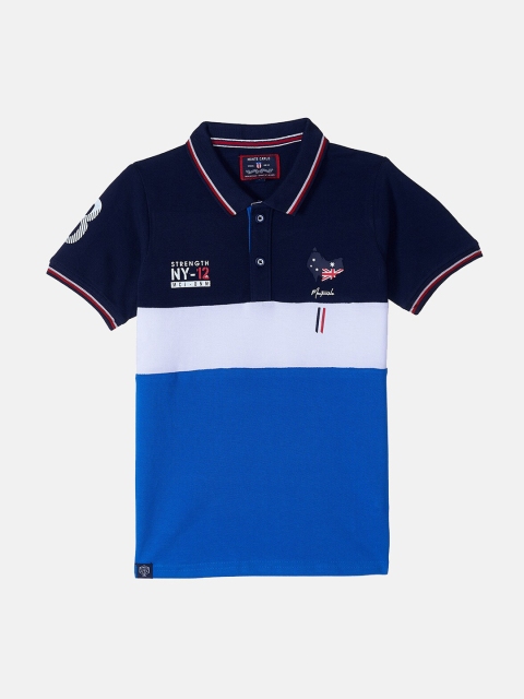 

Monte Carlo Boys Navy Blue & White Printed Polo Collar T-shirt