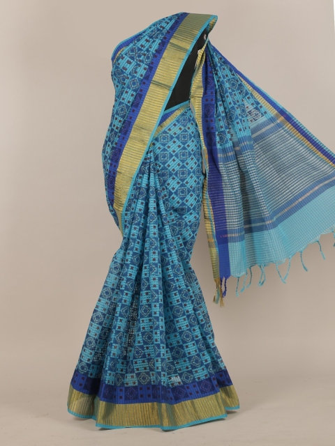 

Pothys Blue Ethnic Motifs Pure Cotton Saree