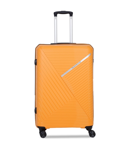 

Teakwood Leathers Orange Textured Hard-Sided Cabin Trolley Suitcase