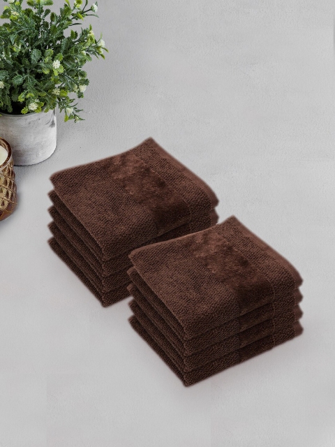 

Pure Home and Living Set Of 8 Face Towels, Brown