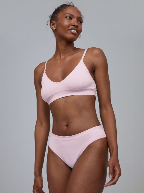 

H&M Pink Solid Seamless Padded Jersey Bra - 0903306018