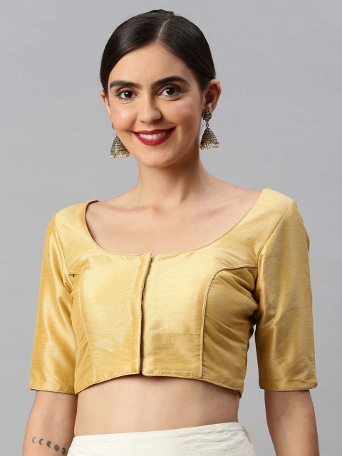 

Soch Women Gold-Coloured Solid Art Silk Saree Blouse