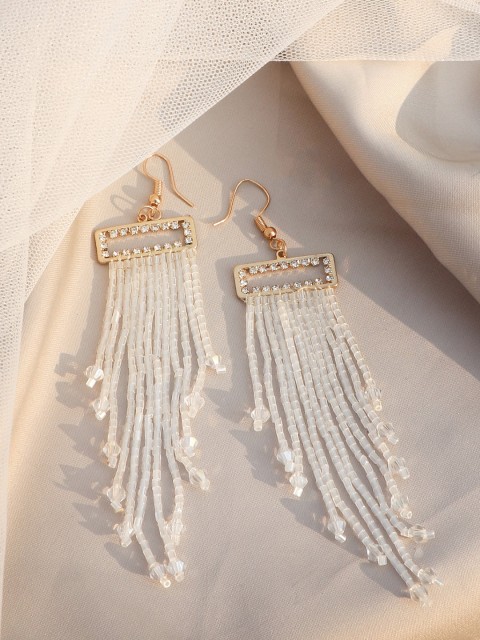 

JOKER & WITCH Gold-Toned & White Contemporary Drop Earrings