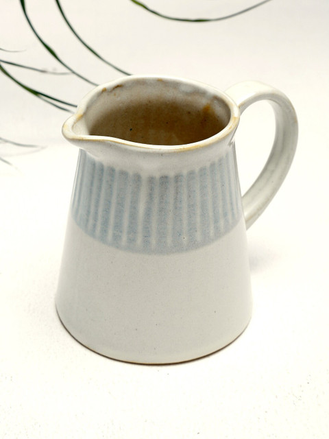 

Fabindia White & Grey Ceramic Unnati Ribbed Milk Jug