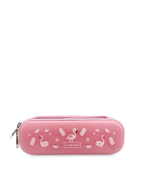 

QIPS Girls Pink & White Printed High-Quality Plastic Pencil Case